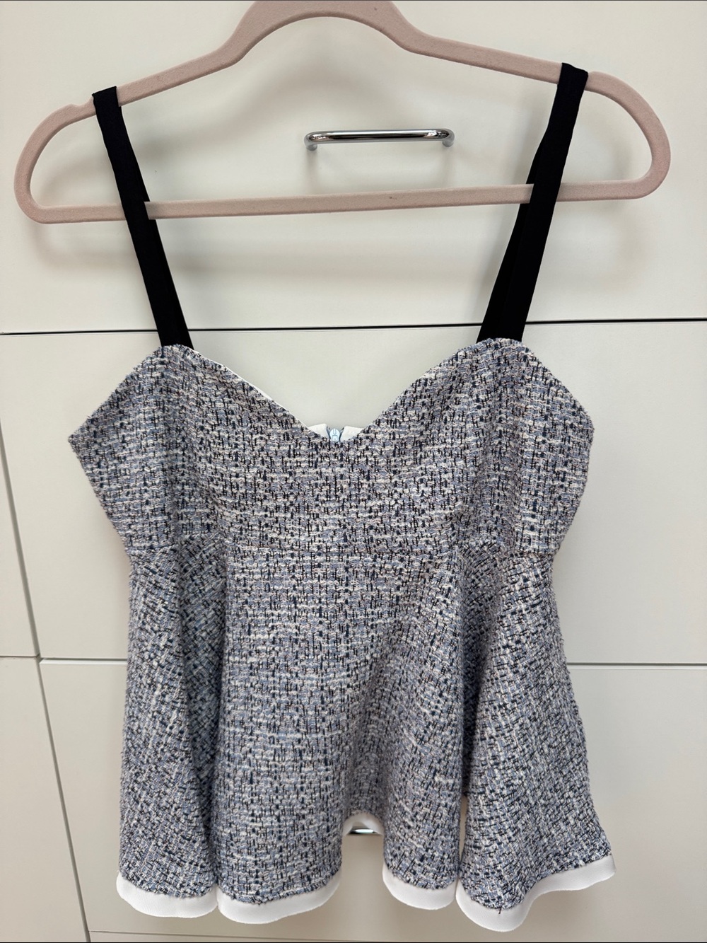 Zara Gray Tweed Peplum Camisole with Black Straps